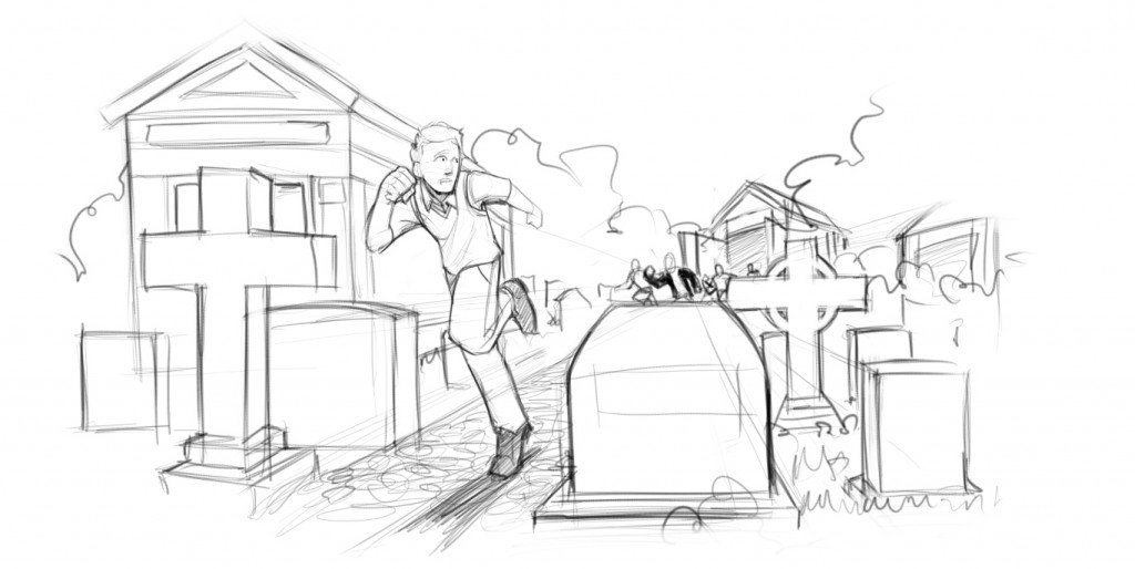 Being chased through the cemetery